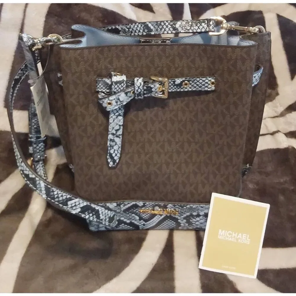 NWT~$348 MICHAEL KORS EMILIA Small Bucket Messenger Bag Purse~HARD TO FIND~ - Picture 4 of 11